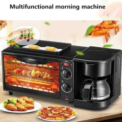 Machine A Petit-Déjeuner 3 En 1( Four 9L- cafetière 0,6L - Poêle)
