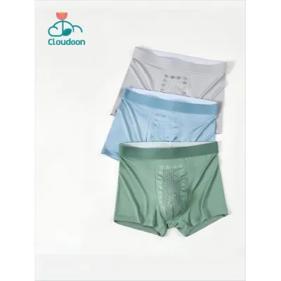 Cloudoon Les boxers en soie glacée pour hommes 7A sous-vêtements antibactériens respirants sans coutures, ultra-doux et confortables