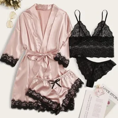 Pyjama Femme Chemise De Nuit Camisole En Dentelle Satin Pour Femmes