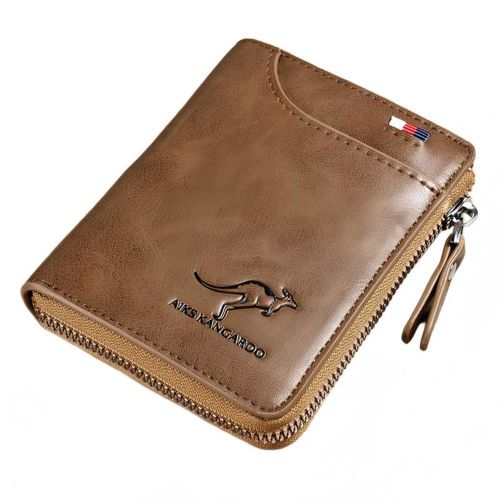 Fashion All Portefeuille homme en cuir PU -Porte-cartes compact à fermeture éclair