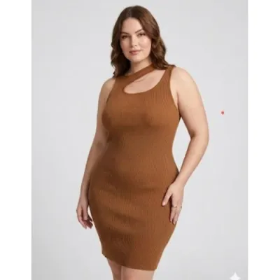 Trendyol Robe en Maille à Encolure Dégagée et Epaule Gauche Dénudée - Vert
