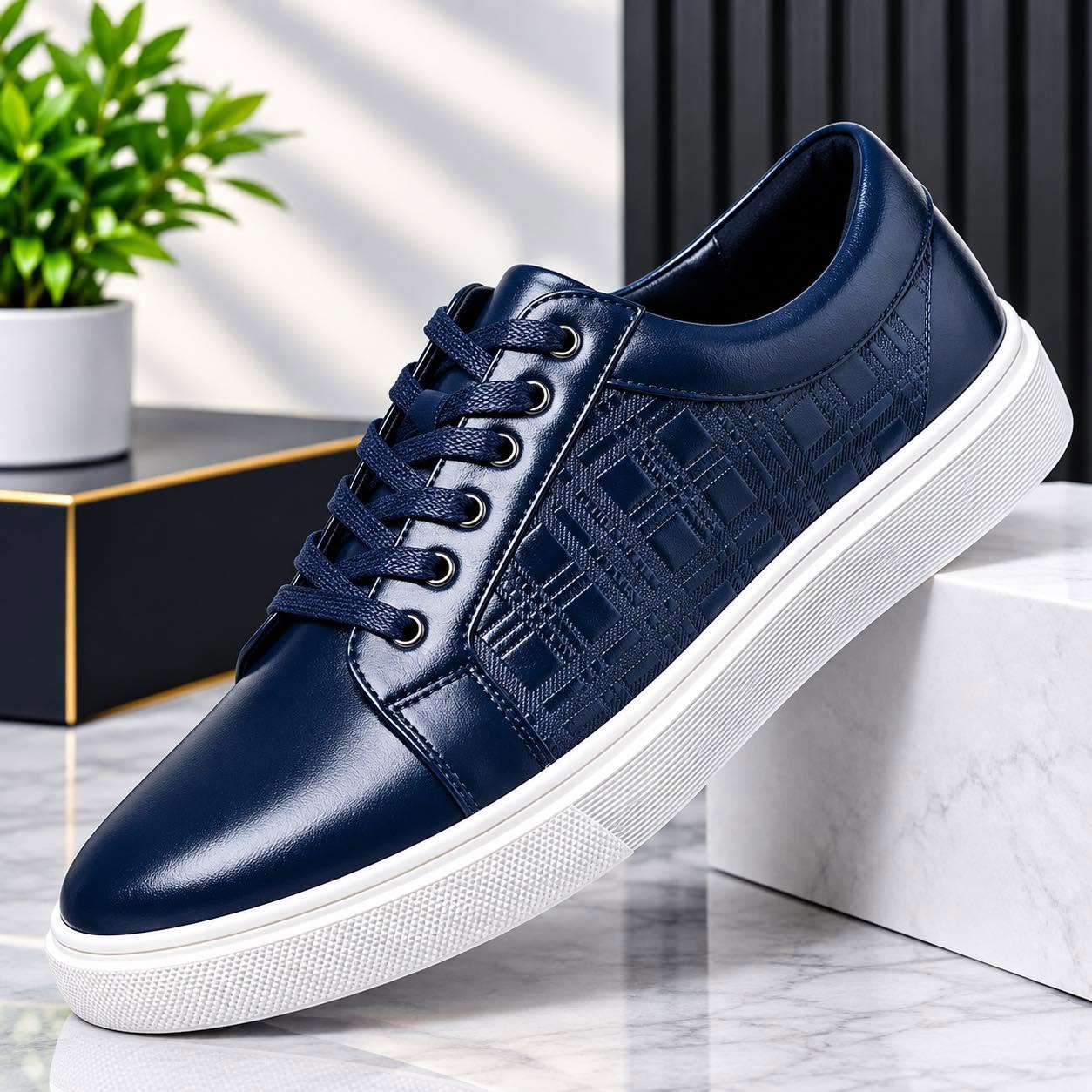Chaussure Baskets Sport Homme Noires – Cuir PU et Semelle Moulée